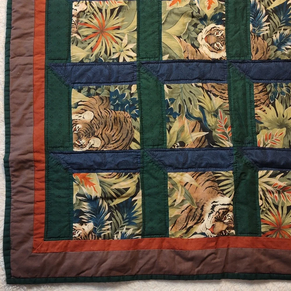 Beautiful Tiger Handmade Small Quilt With Tigers